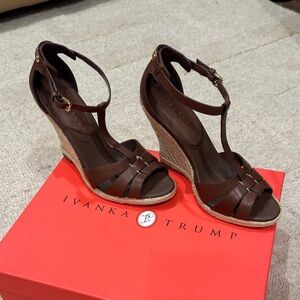 Ivanka Trump Dark Brown Wedge Sandals